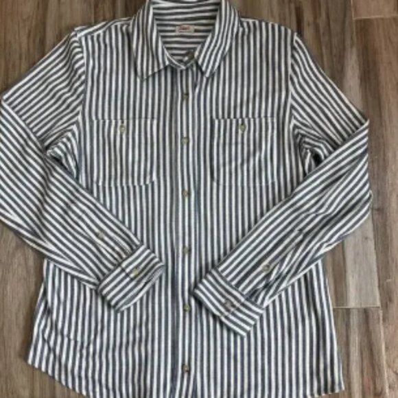Faherty Tops - Faherty Blue and White Stripe Long Sleeve Button Down Shirt Size XL 0066